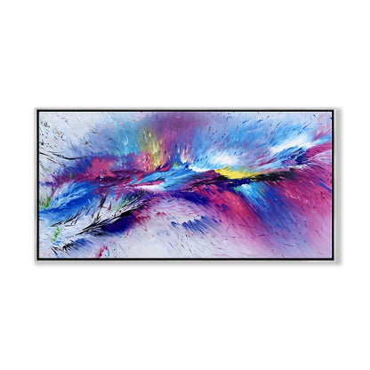 Vibrant Abstract Oil Painting in Purple and Blue for Modern Home Decor