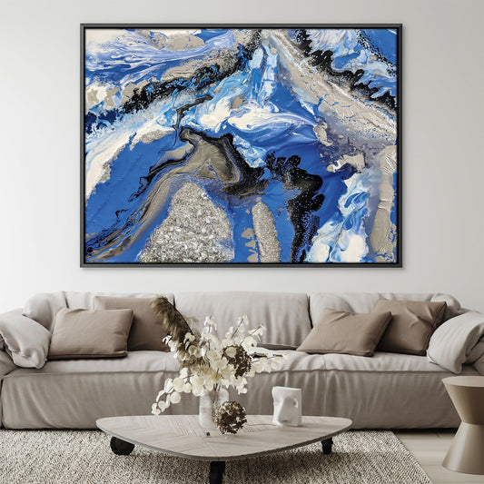 Abstract Blue Geode Oil Painting for Modern Home Decor