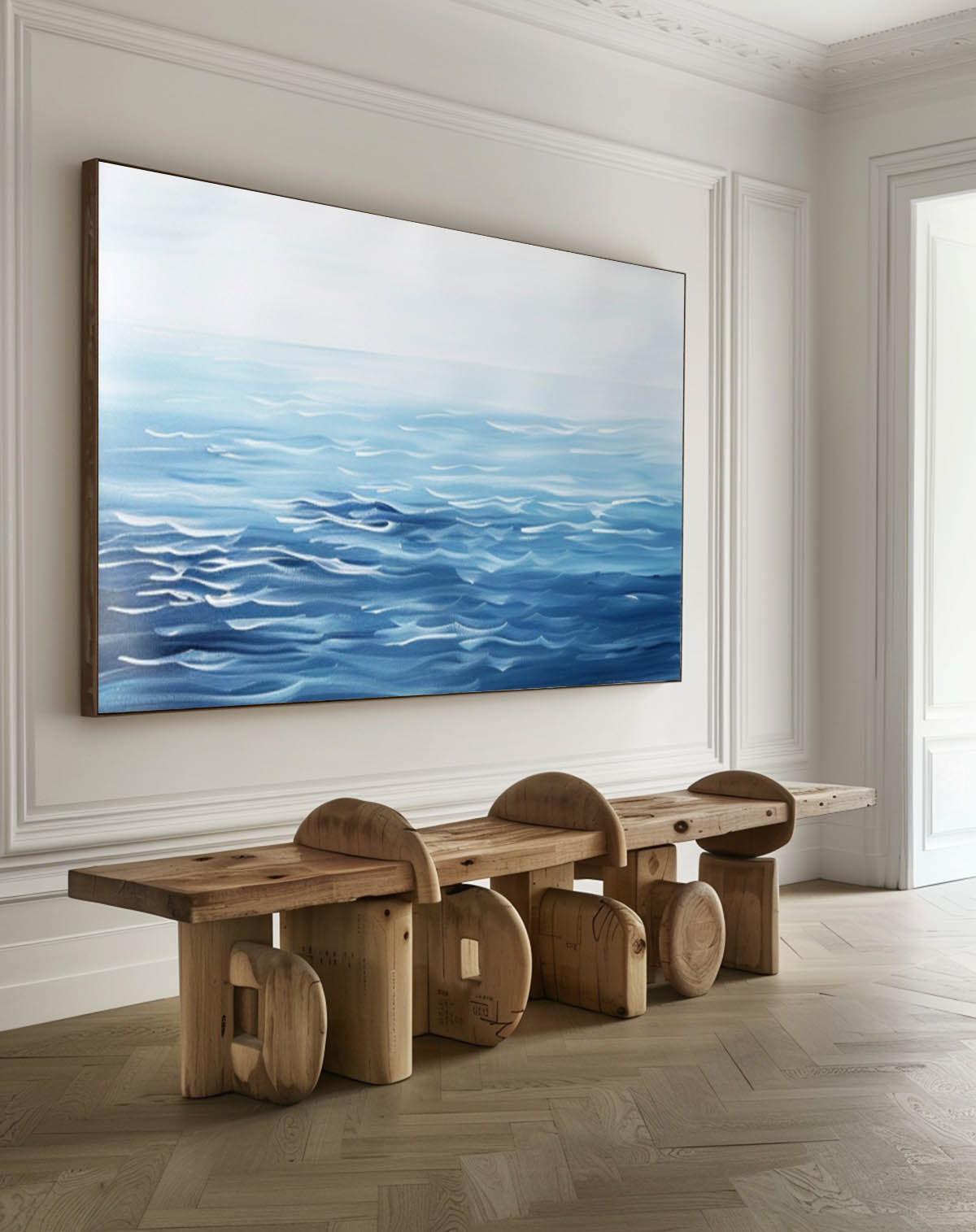 Serene Ocean Waves Oil Painting for Tranquil Beachside Decor