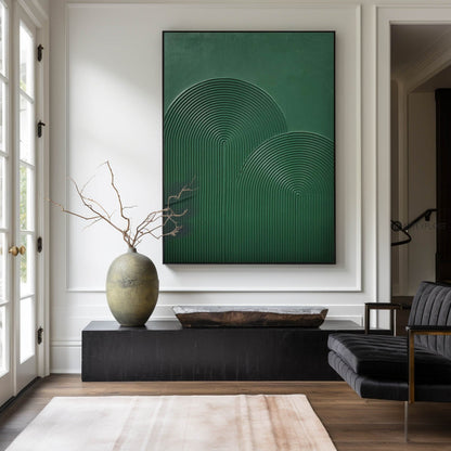 Serene Green Abstract Oil Painting for Modern Minimalist Home Decor