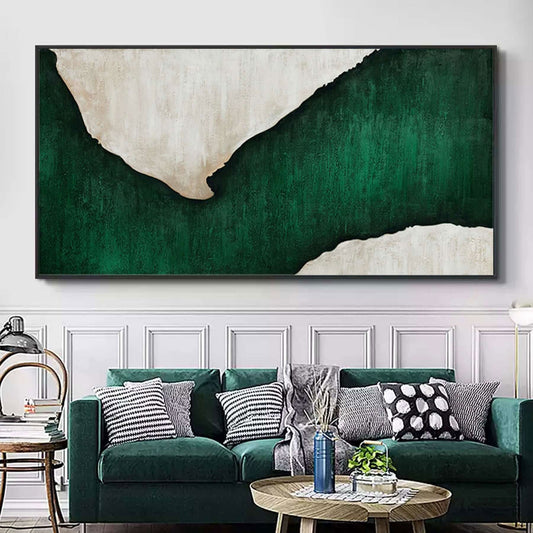 Stunning Emerald Abstract Oil Painting for Modern Home Décor