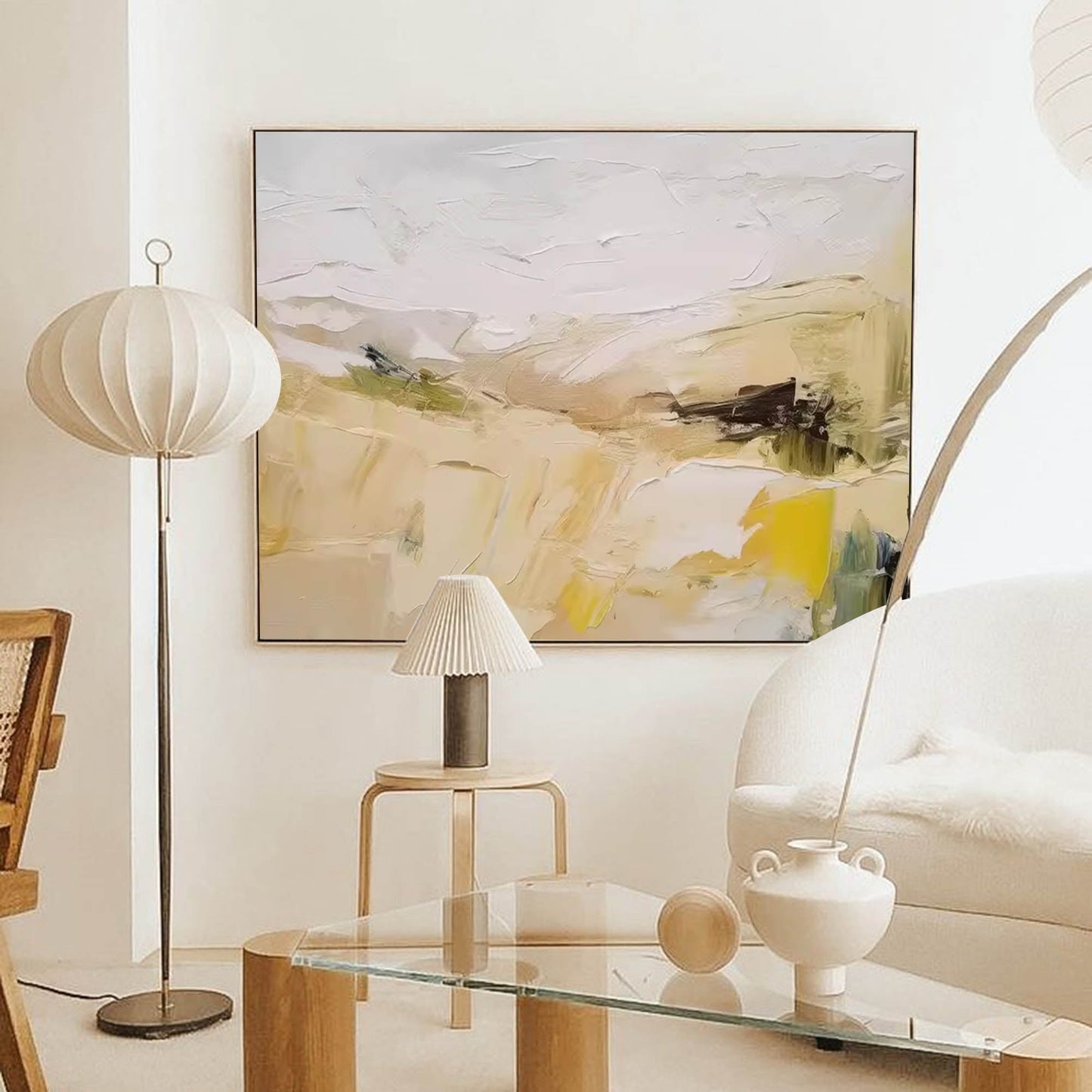 Serene Abstract Landscape Oil Painting for Modern Home Decor