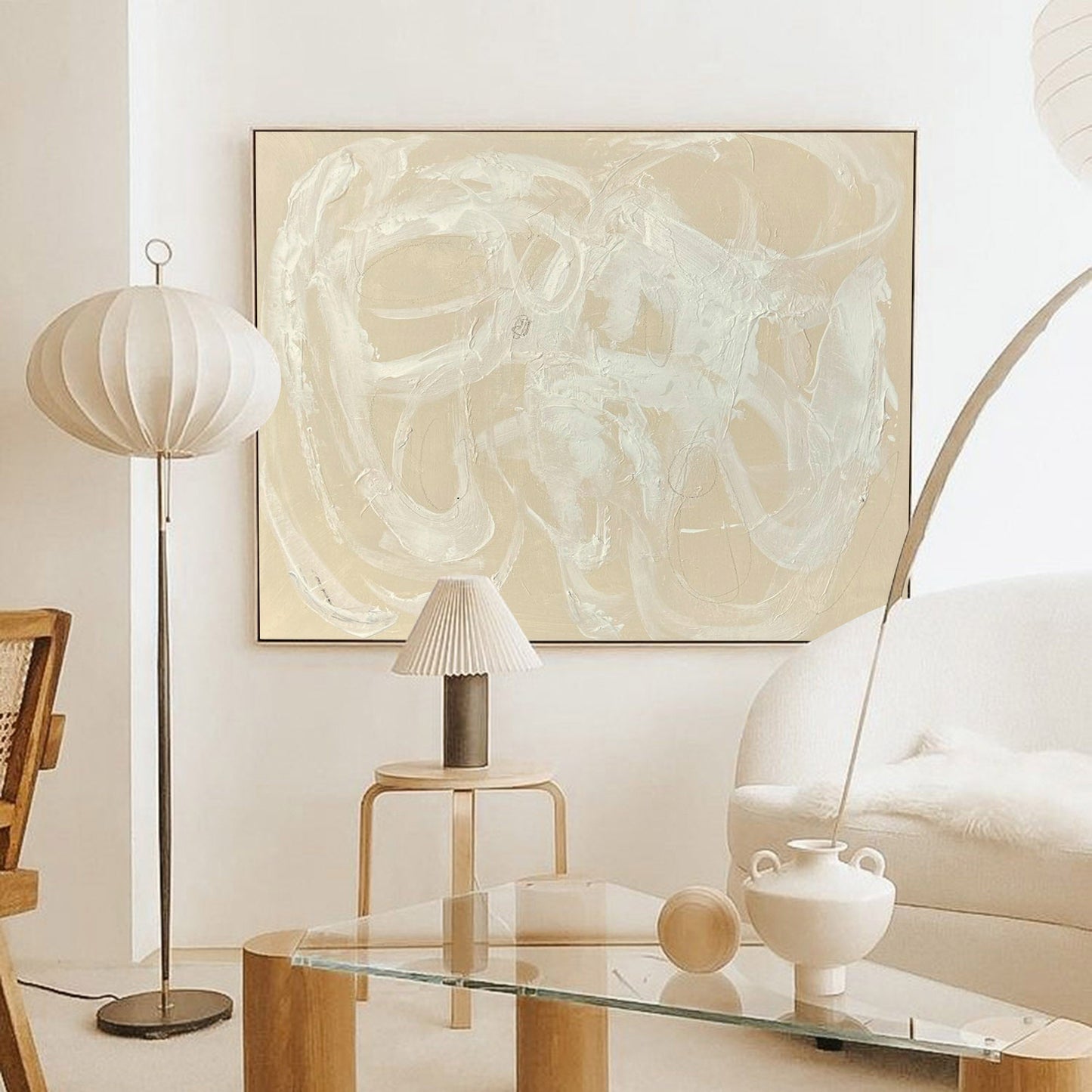 Serene Minimalist Abstract Oil Painting for Modern Home Decor