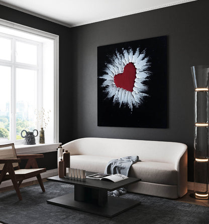 Abstract Heart in Texture - Modern Oil Painting for Unique Home Decor