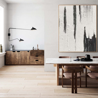 Contemporary Black and White Abstract Oil Painting for Modern Home Decor