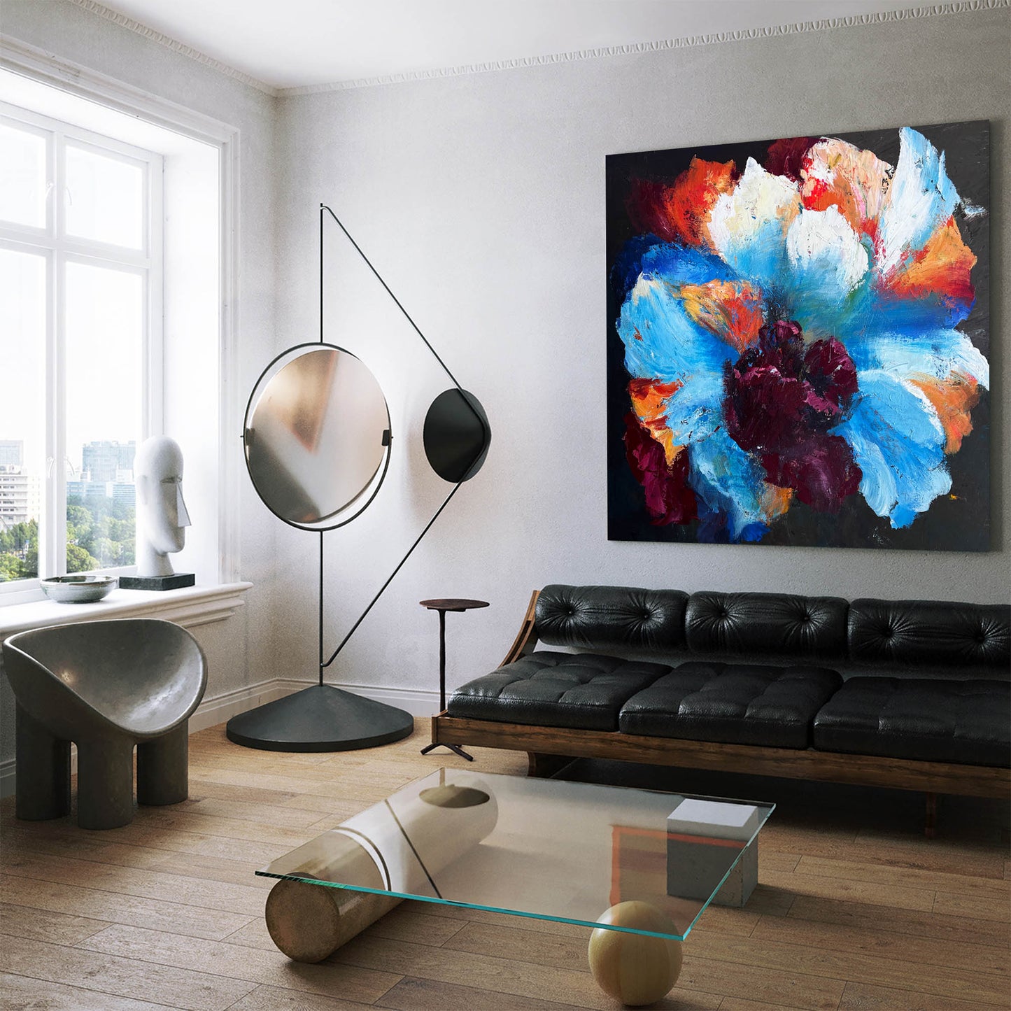 Vibrant Abstract Floral Oil Painting for Modern Home Decor