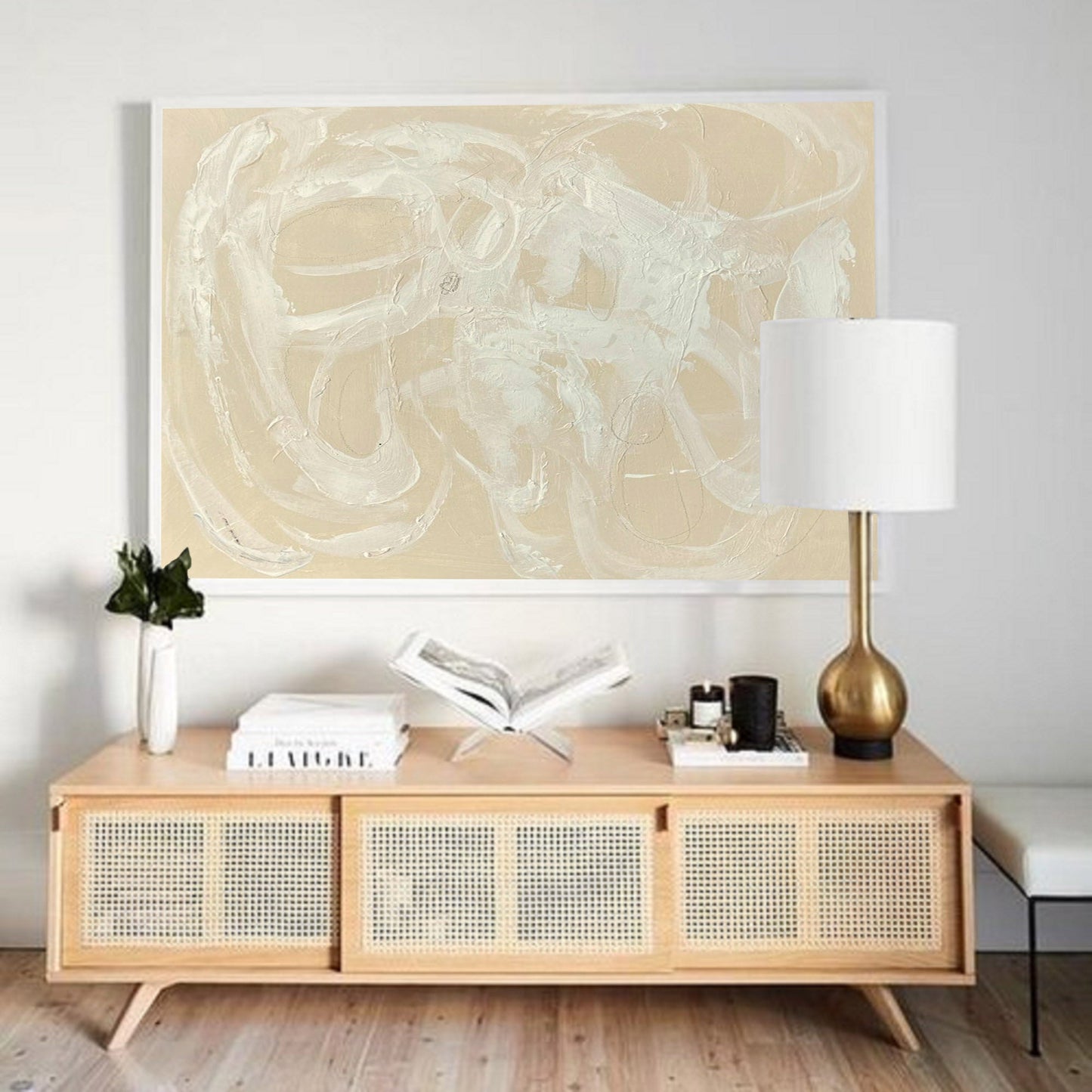 Serene Minimalist Abstract Oil Painting for Modern Home Decor