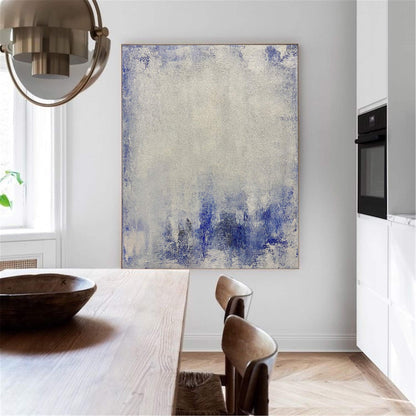 Serene Blue and White Abstract Oil Painting for Modern Home Decor