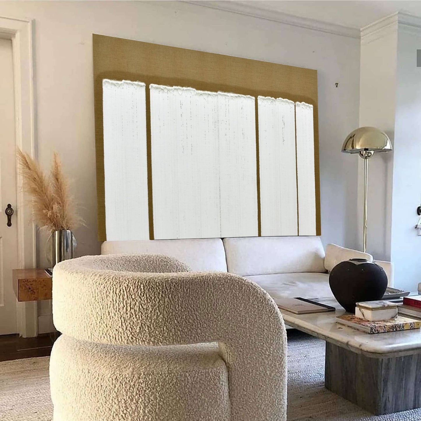 Elegant Wabi-Sabi Minimalist Oil Painting for Serene Home Decor