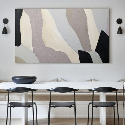 Modern Minimalist Abstract Oil Painting in Soothing Earth Tones for Contemporary Decor