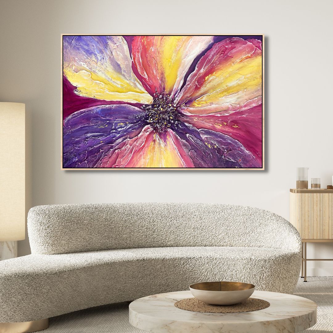 Vibrant Abstract Flower Oil Painting for Modern Home Decor