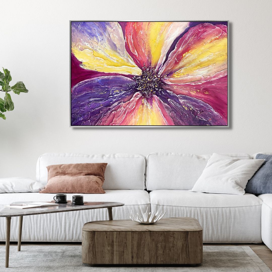 Vibrant Abstract Flower Oil Painting for Modern Home Decor