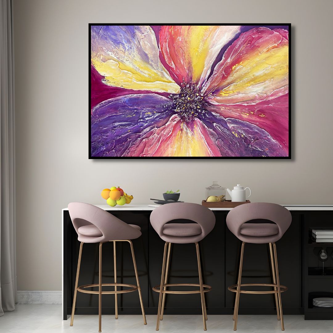 Vibrant Abstract Flower Oil Painting for Modern Home Decor