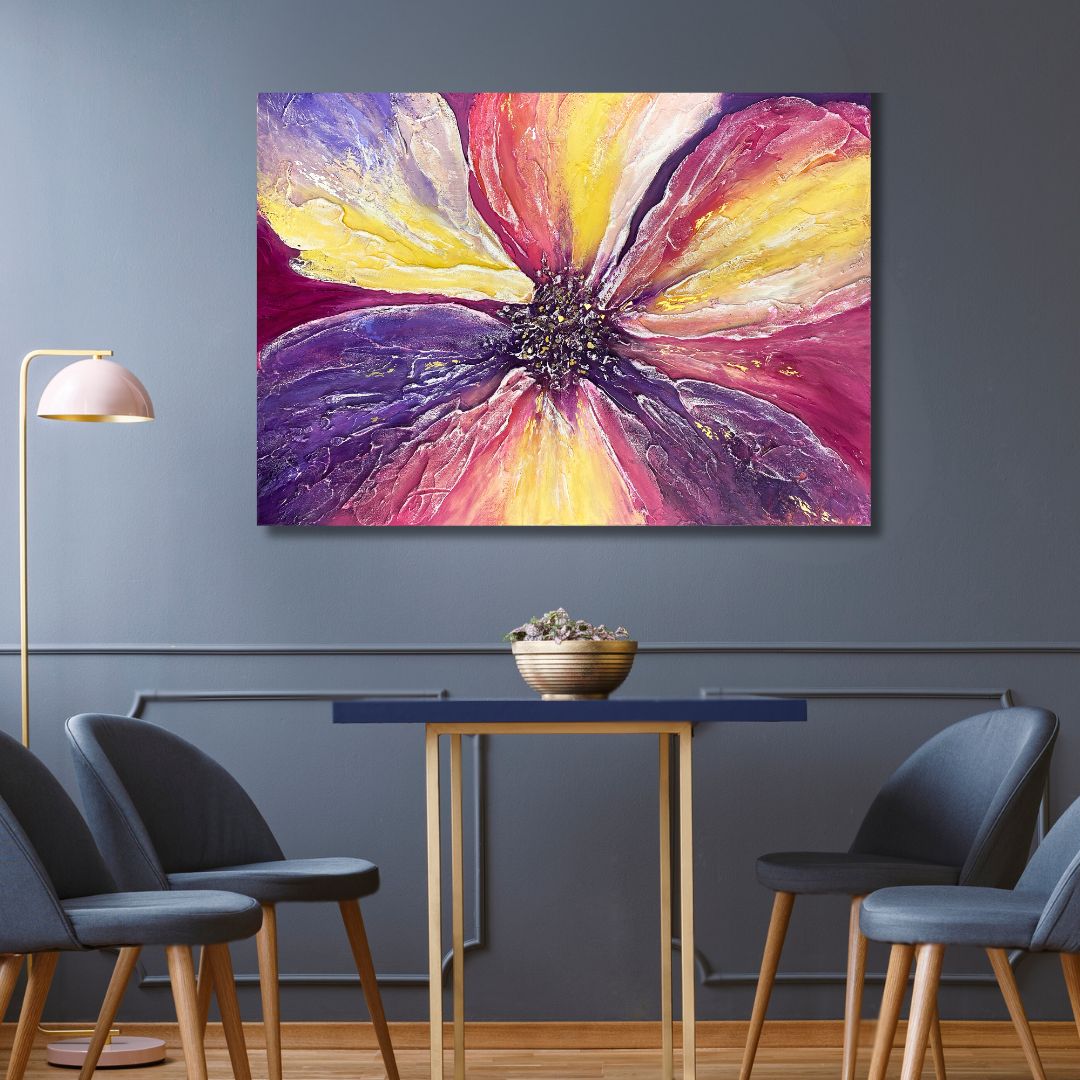 Vibrant Abstract Flower Oil Painting for Modern Home Decor