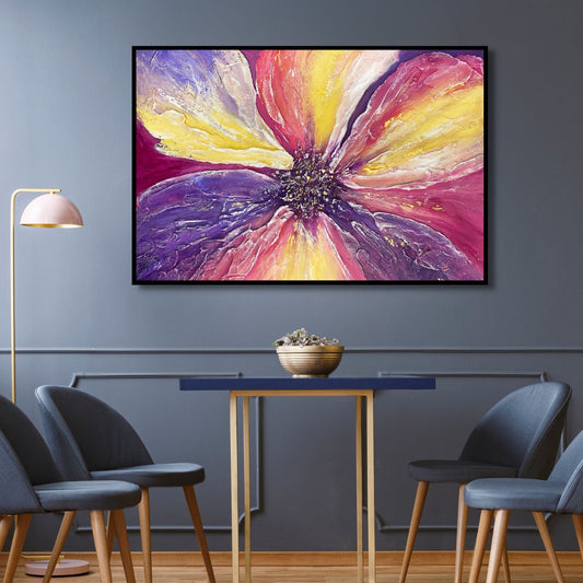 Vibrant Abstract Flower Oil Painting for Modern Home Decor