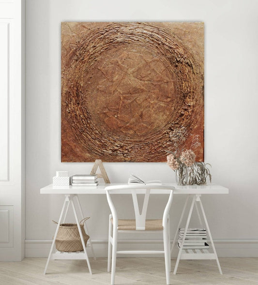 Earthy Tones Abstract Oil Painting for Modern Home Decor