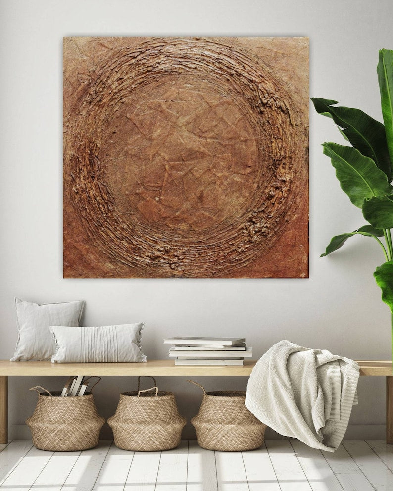 Earthy Tones Abstract Oil Painting for Modern Home Decor