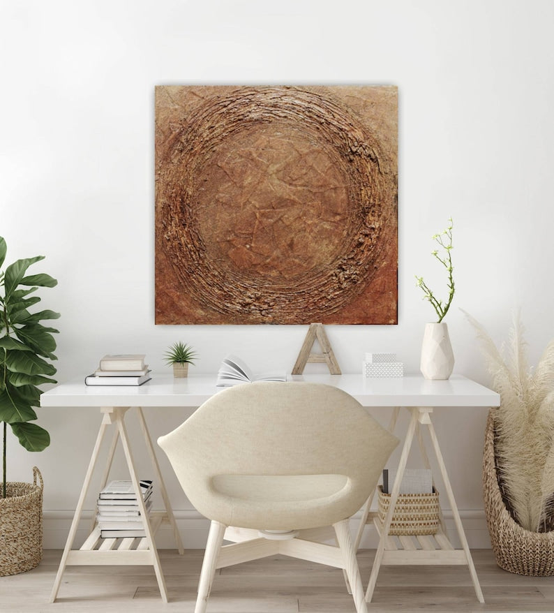 Earthy Tones Abstract Oil Painting for Modern Home Decor