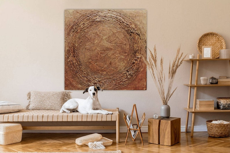 Earthy Tones Abstract Oil Painting for Modern Home Decor