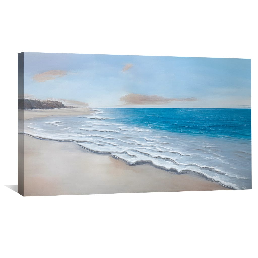 Tranquil Beach Waves Coastal Oil Painting for Serene Home Decor