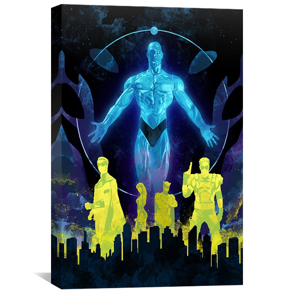 Vibrant Watchmen Silhouette Oil Painting for Modern Wall Art Decor