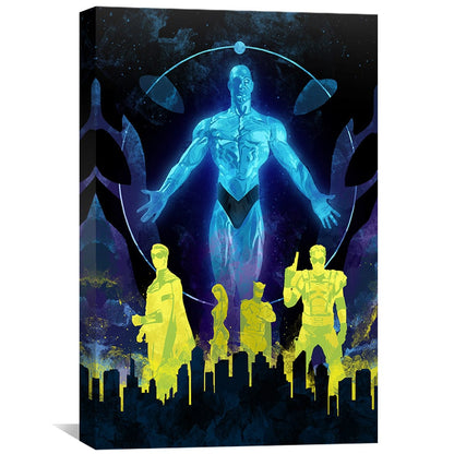 Vibrant Watchmen Silhouette Oil Painting for Modern Wall Art Decor