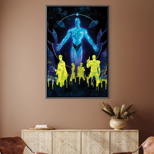 Vibrant Watchmen Silhouette Oil Painting for Modern Wall Art Decor