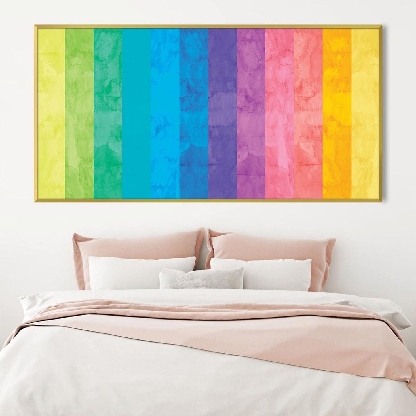 Vibrant Colorful Canvas Art - Modern Abstract Rainbow Landscape Painting