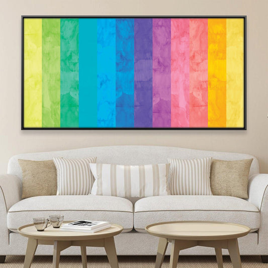 Vibrant Colorful Canvas Art - Modern Abstract Rainbow Landscape Painting