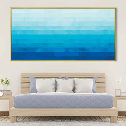 Serene Blue Gradient Oil Painting for Modern Home Decor