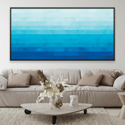 Serene Blue Gradient Oil Painting for Modern Home Decor