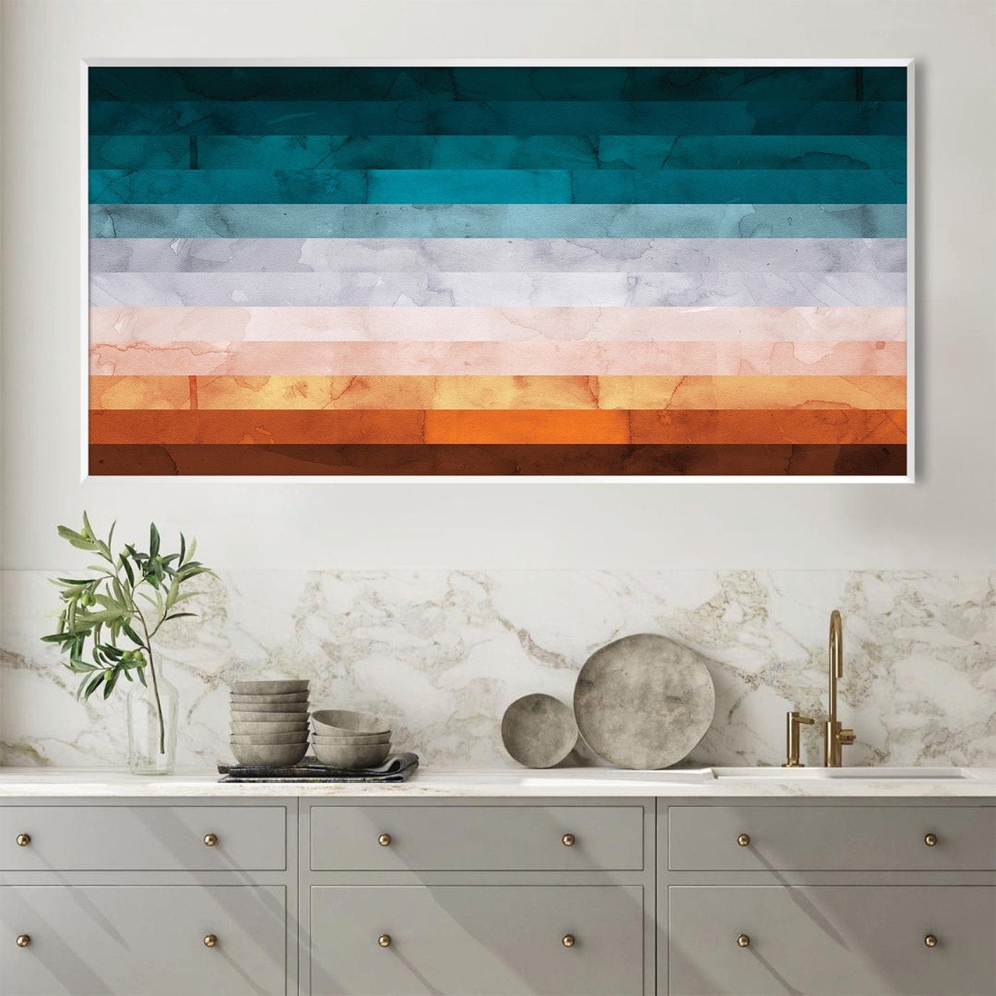 Serene Abstract Landscape Oil Painting for Modern Home Décor