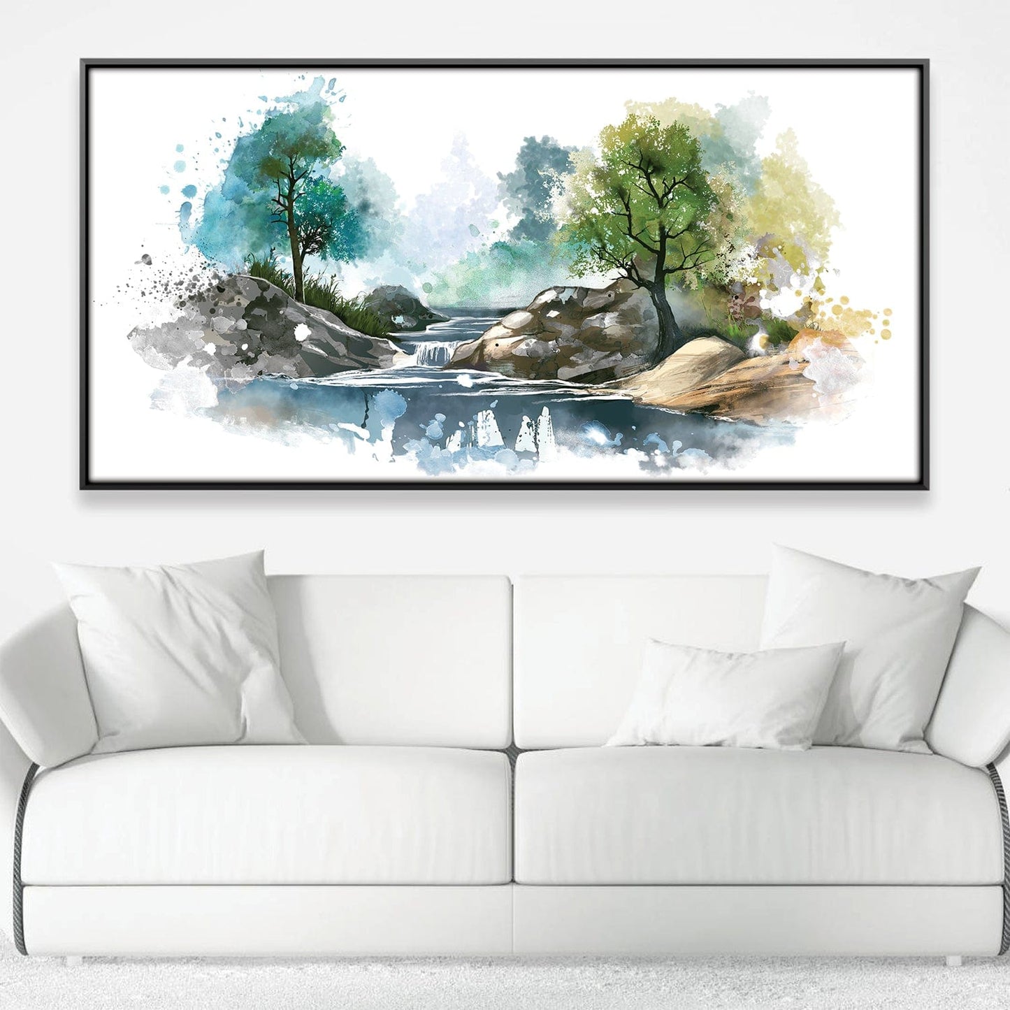 Serene Nature Waterfall Oil Painting for Home Decor