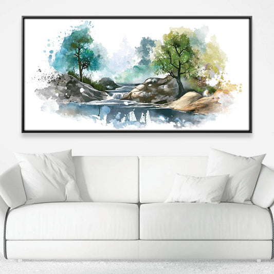 Serene Nature Waterfall Oil Painting for Home Decor