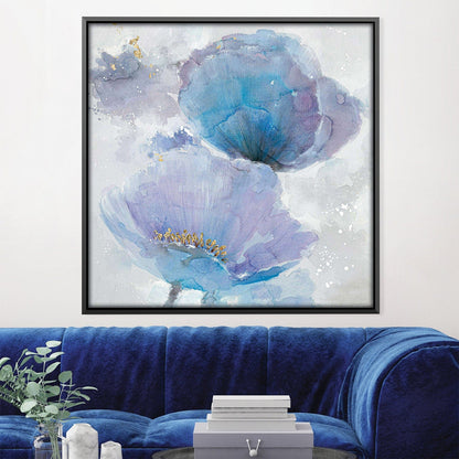 Vibrant Blue and Gold Floral Oil Painting for Elegant Home Décor