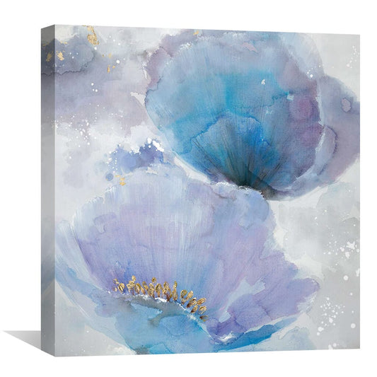 Vibrant Blue and Gold Floral Oil Painting for Elegant Home Décor