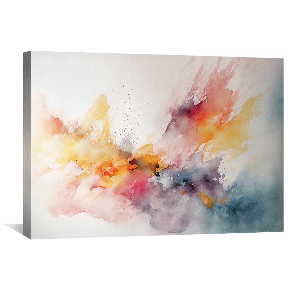 Vibrant Abstract Oil Painting with Colorful Watercolor Effect for Modern Decor