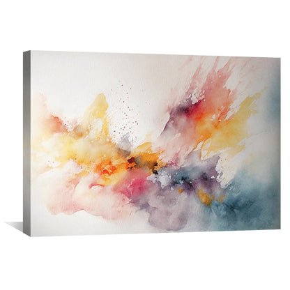 Vibrant Abstract Oil Painting with Colorful Watercolor Effect for Modern Decor