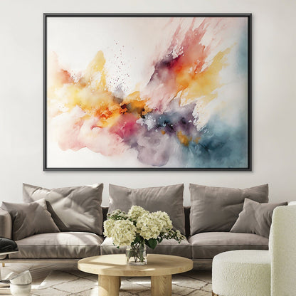 Vibrant Abstract Oil Painting with Colorful Watercolor Effect for Modern Decor