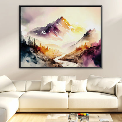 Serene Mountain Landscape Oil Painting for Home Decor