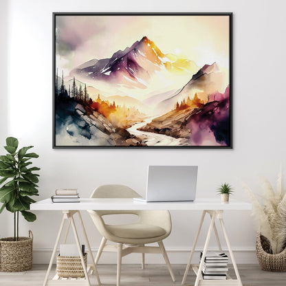 Serene Mountain Landscape Oil Painting for Home Decor