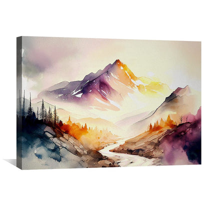 Serene Mountain Landscape Oil Painting for Home Decor