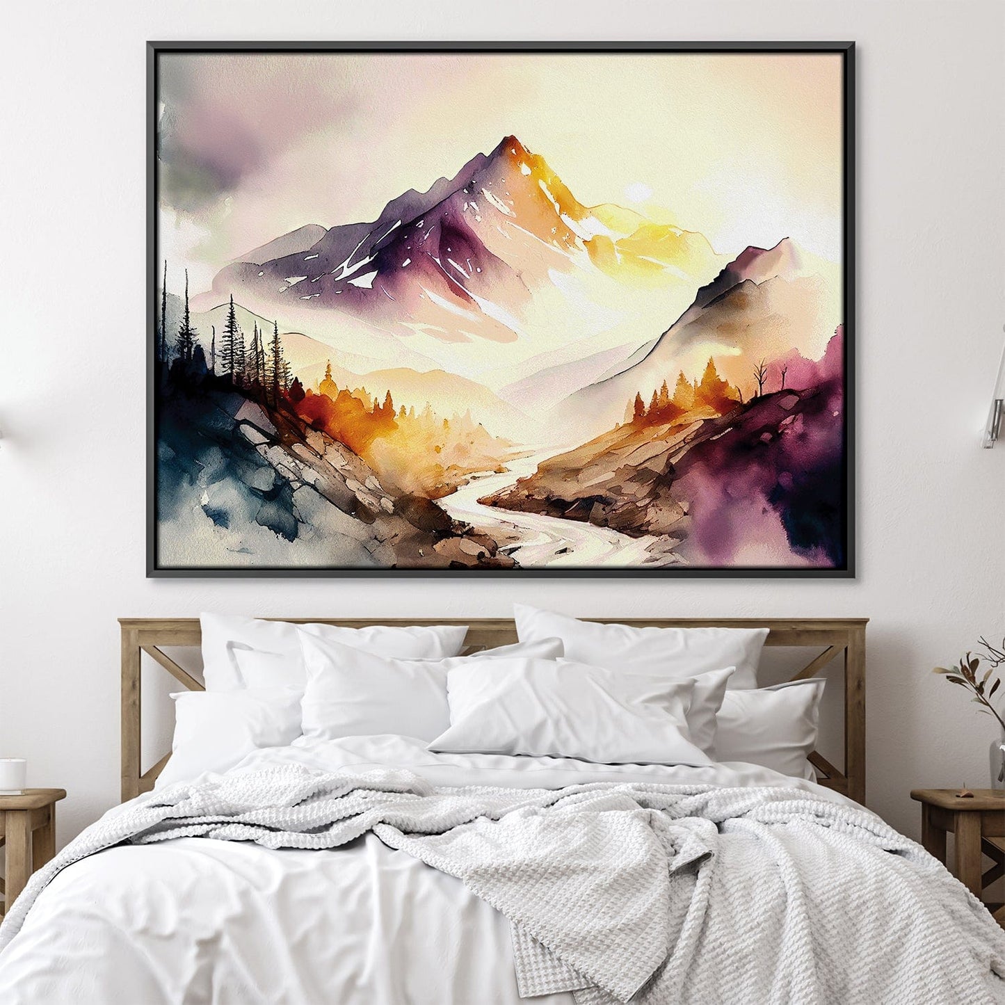 Serene Mountain Landscape Oil Painting for Home Decor