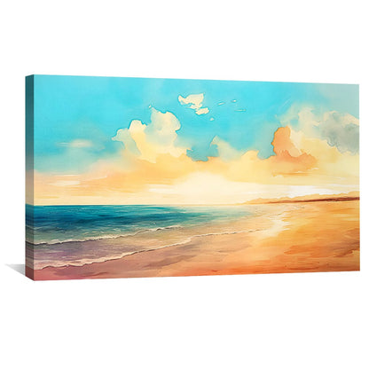 Serene Coastal Sunset Oil Painting for Beach Home Decor