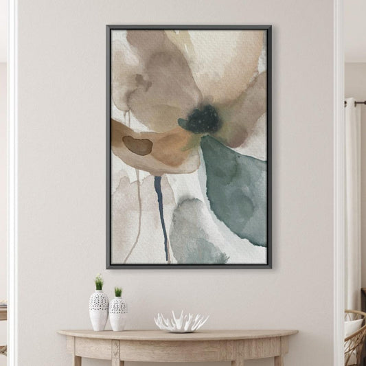 Soft Floral Abstract Oil Painting in Earthy Tones for Modern Home Decor