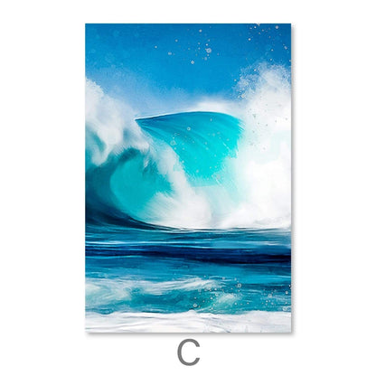 Serene Ocean Waves Triptych - Vibrant Coastal Wall Art for Home Decor