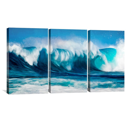 Serene Ocean Waves Triptych - Vibrant Coastal Wall Art for Home Decor
