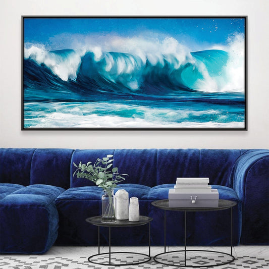 Stunning Ocean Waves Oil Painting for Home Decor - Vibrant Coastal Wall Art