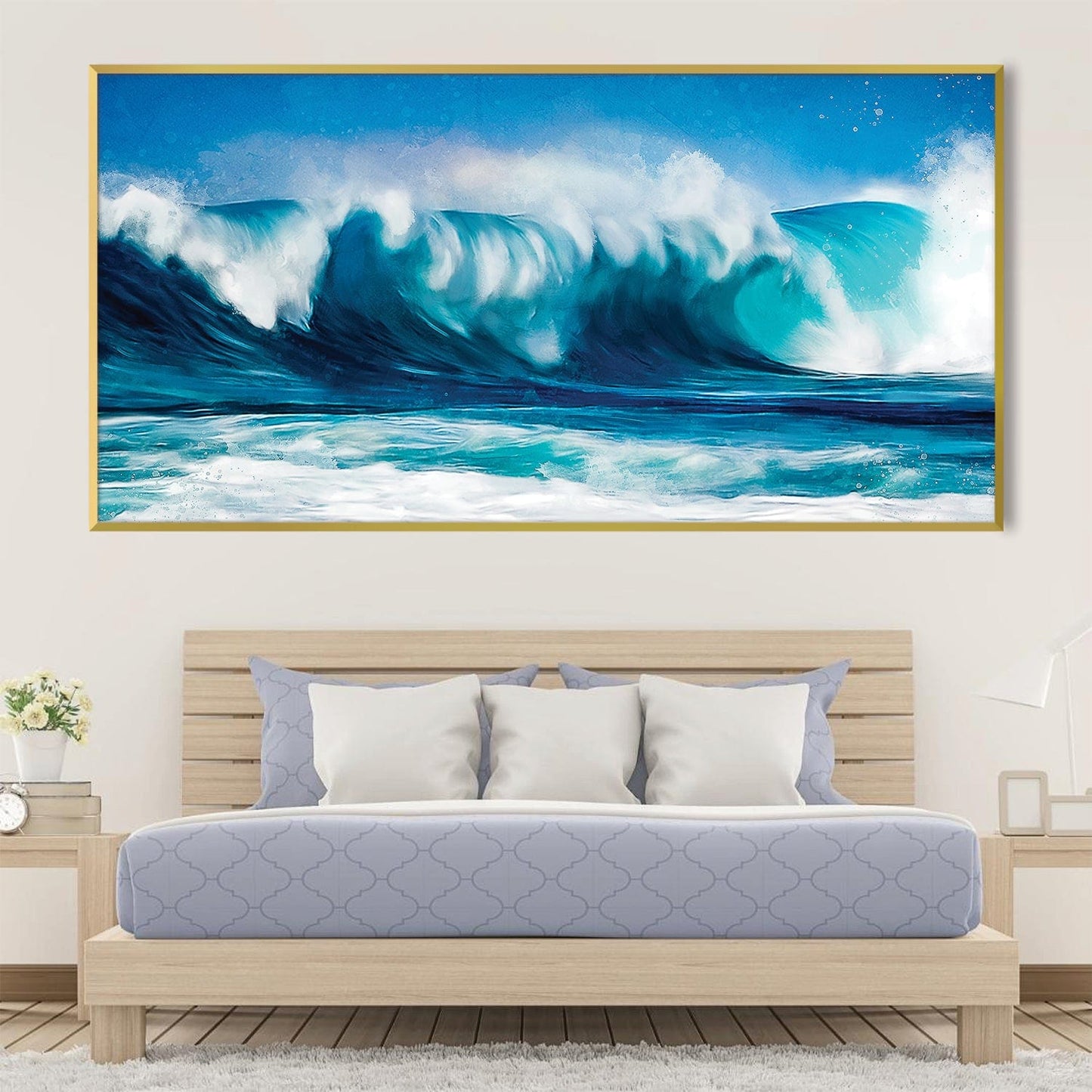 Stunning Ocean Waves Oil Painting for Home Decor - Vibrant Coastal Wall Art