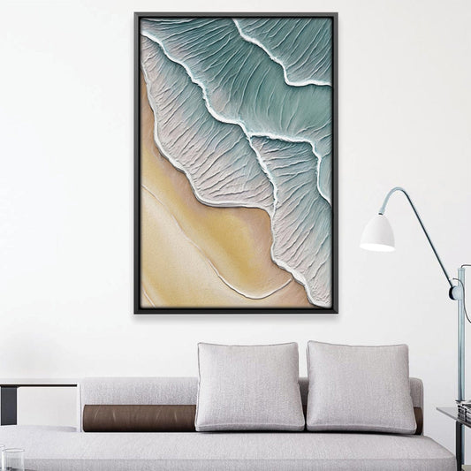 Serene Wavy Shoreline Oil Painting for Coastal Home Decor